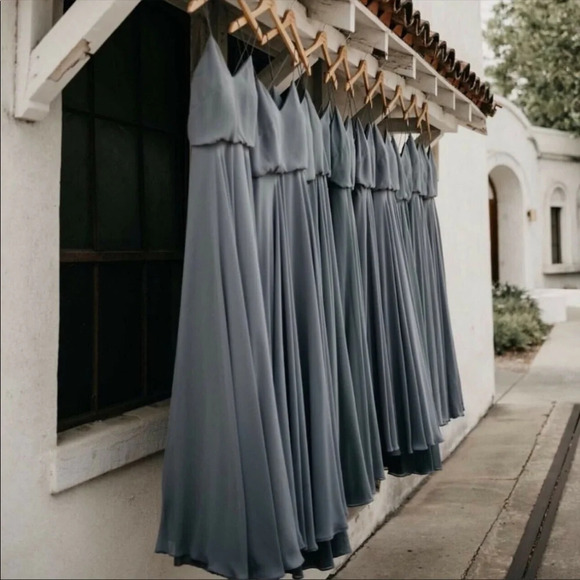 Jenny Yoo BHLDN Inesse Maxi Dress Storm Gray Size 6 Bridesmaid Wedding - Picture 9 of 12